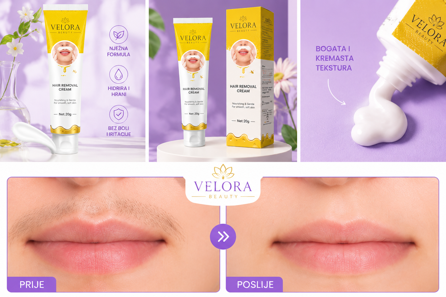 Velora Beauty™ Krema za Uklanjanje Dlačica