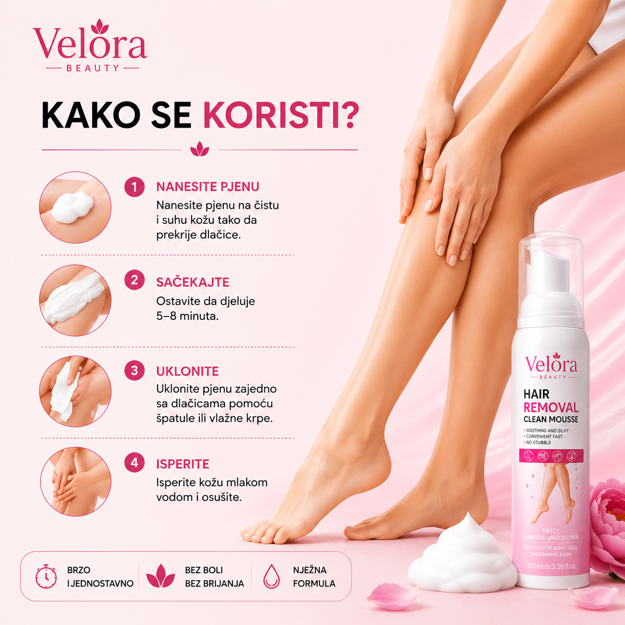 Velora Beauty™ Hair Removal Mousse-Pjena za brzo uklanjanje dlačica | 100 ml