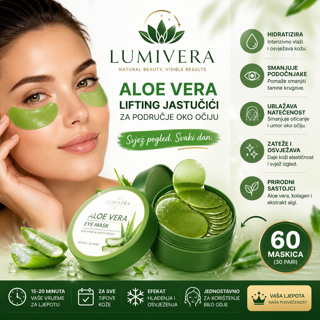 Aloe Vera lifting jastučići za područje oko očiju