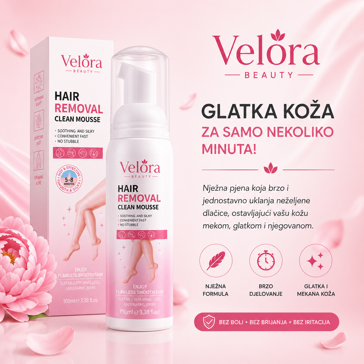 Velora Beauty™ Hair Removal Mousse-Pjena za brzo uklanjanje dlačica | 100 ml