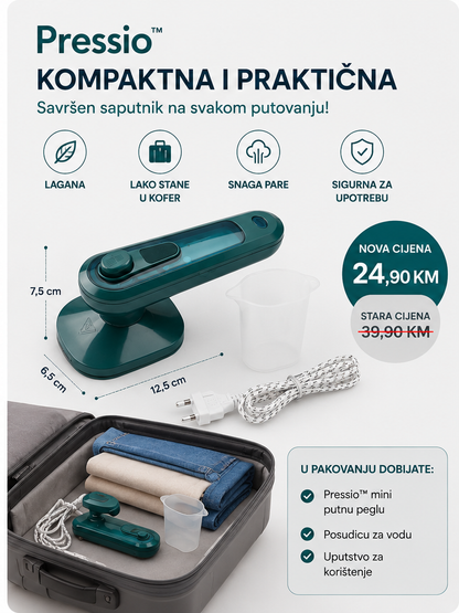 Pressio™ Mini Putna Pegla 2u1 – Uredna odjeća gdje god da krenete
